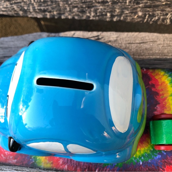 Vintage Beetle Bug VW car Piggy bank Coin Bank Vtg collectible ceramic wooden💚 - Picture 6 of 15